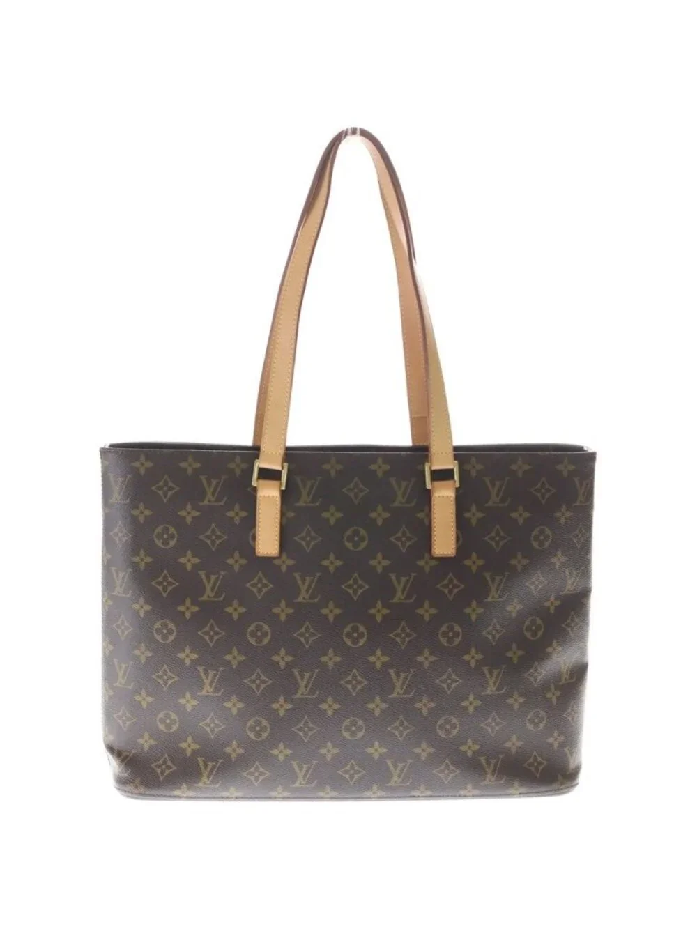 Louis Vuitton Monogram Tote Brown Leather Gold